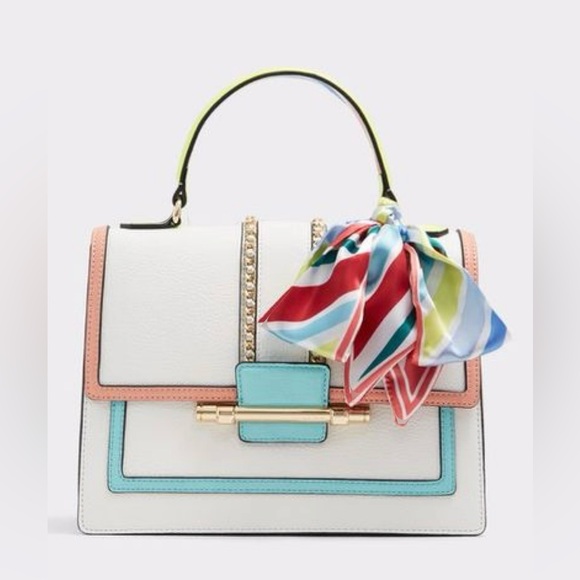 Like New Aldo Afoirien White and Multi Color Satchel Shoulder Handbag - Picture 2 of 11